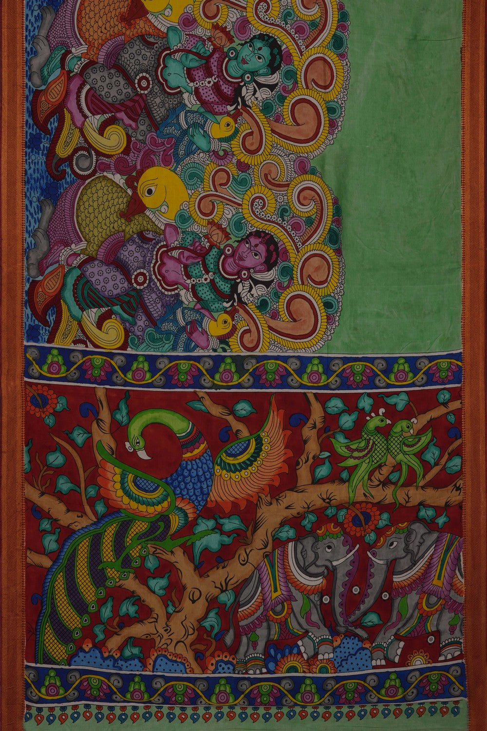 Image of Green Kalamkari Saree