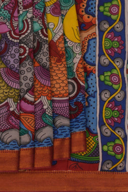 Image of Kalamkari Multi-Colour Saree