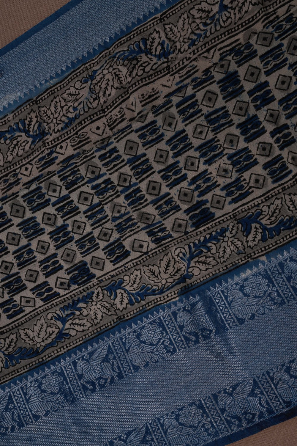 Image of Mangalgiri Silk Bagru Printed Saree