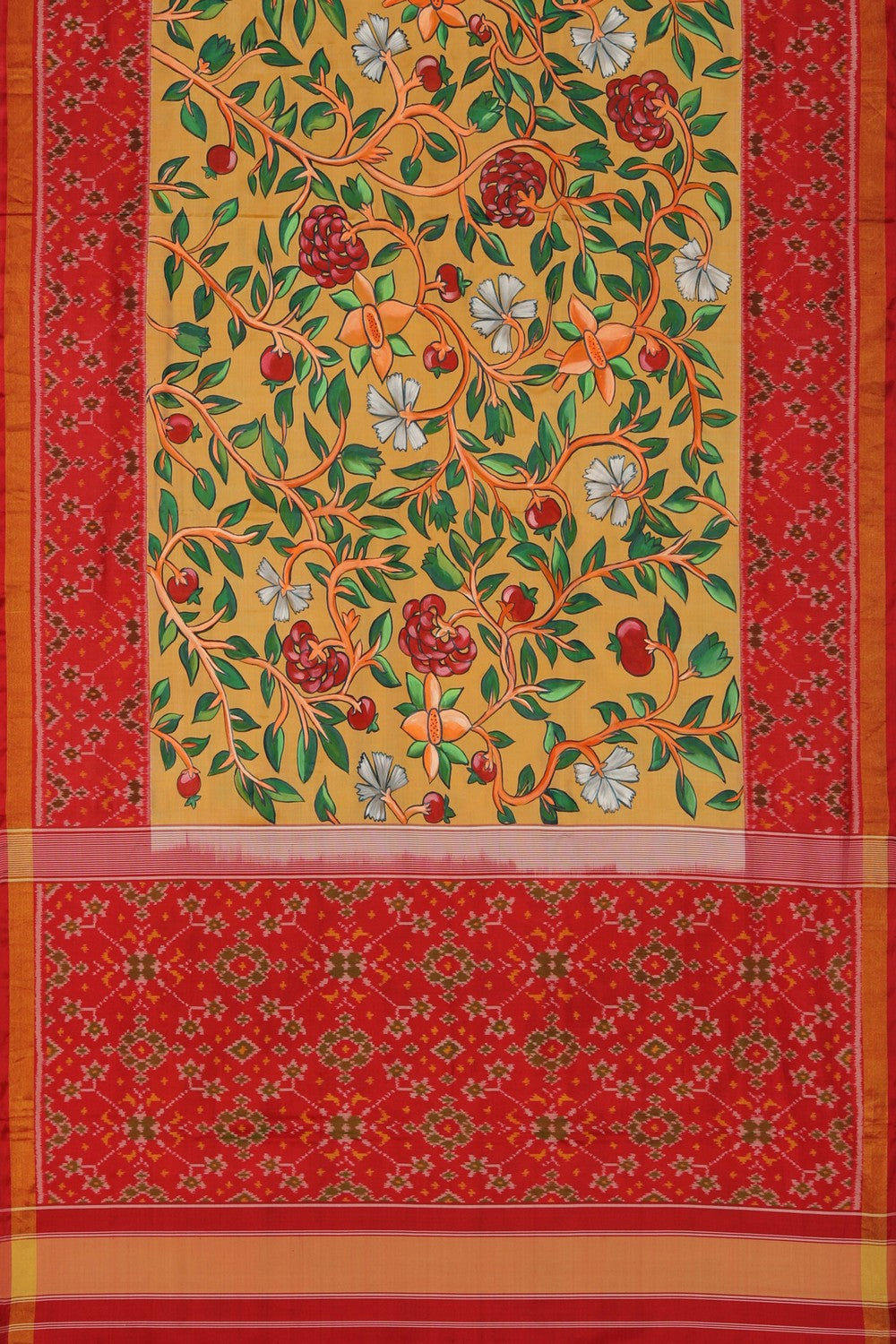 Rajkot Patola Floral Painted Saree