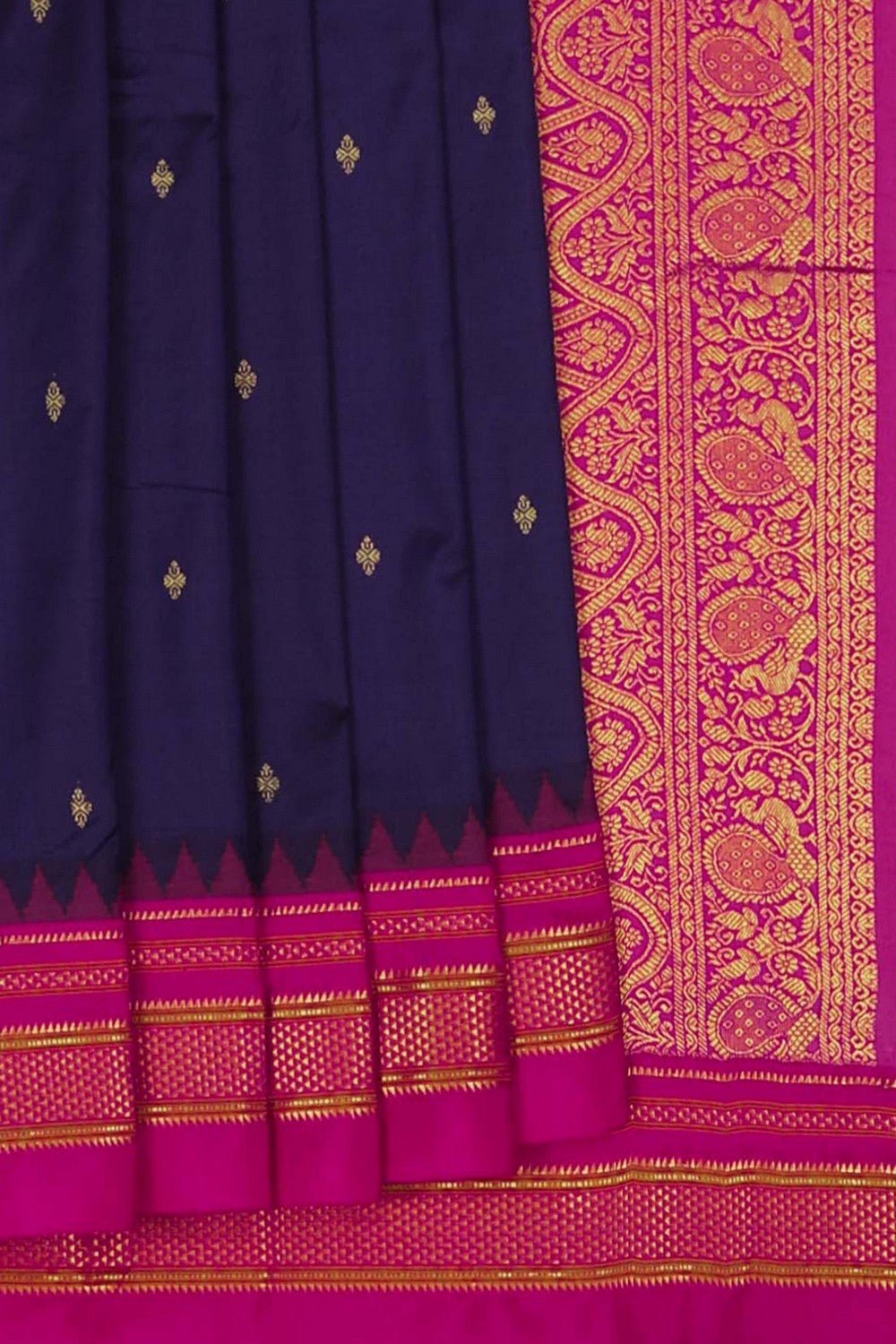 Image of Narayanpet Silk Indigo Blue Saree