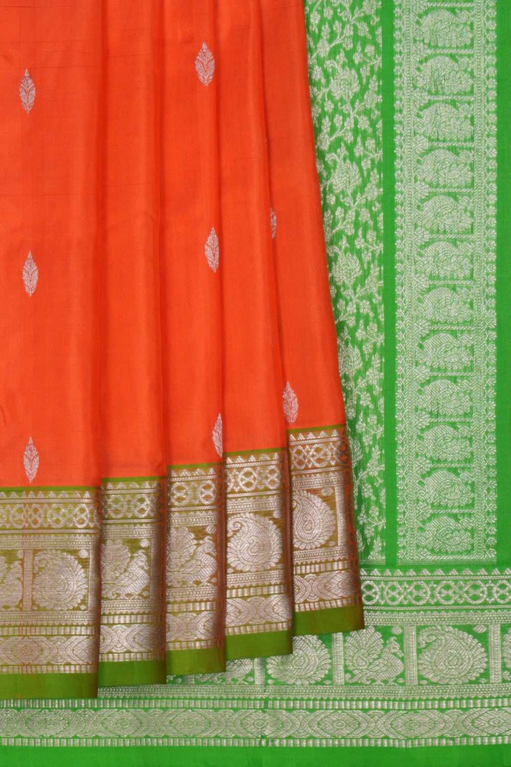 Image of Venkatagiri Silk Orange Saree
