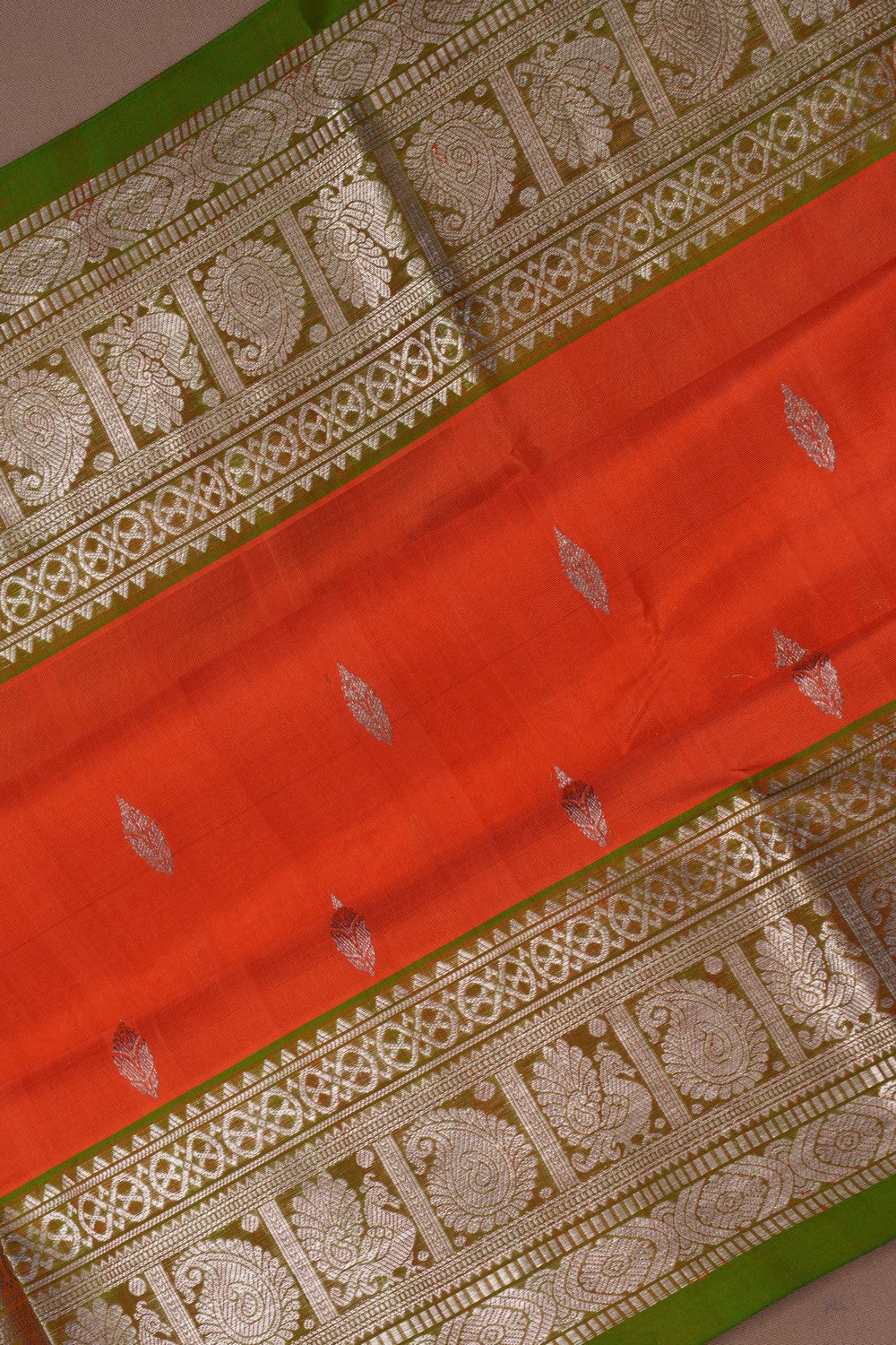 Image of Venkatagiri Silk Orange Saree