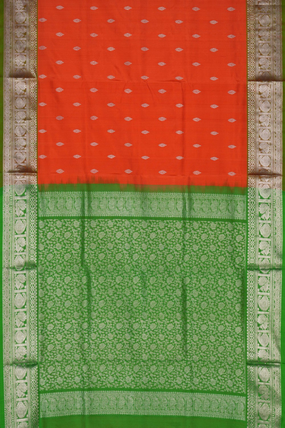 Image of Venkatagiri Silk Orange Saree