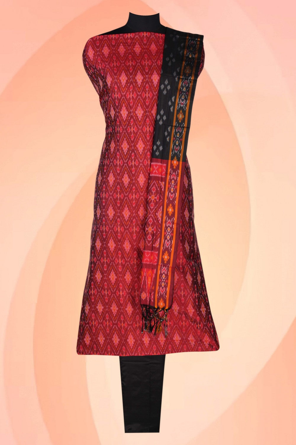 Image of Pochampally Silk Unstitched Suit Set Fabric (3 Pcs Set)