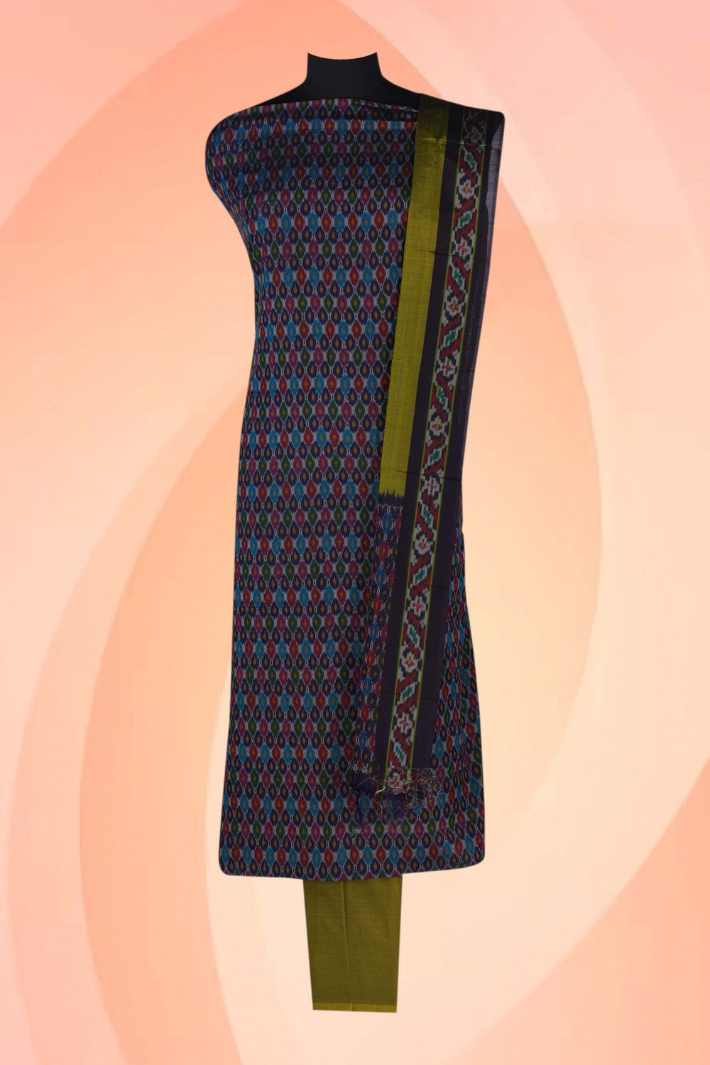 Image of Pochampally Silk Unstitched Suit Set Fabric (3 Pcs Set)