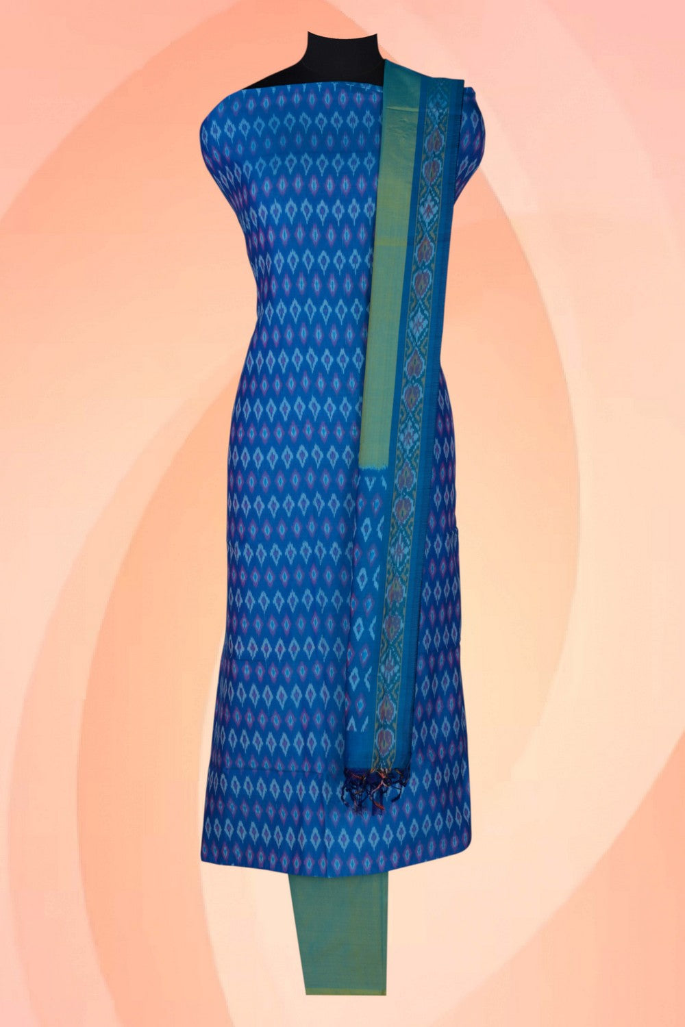 Pochampally Silk Unstitched Suit Set Fabric (3 Pcs Set)