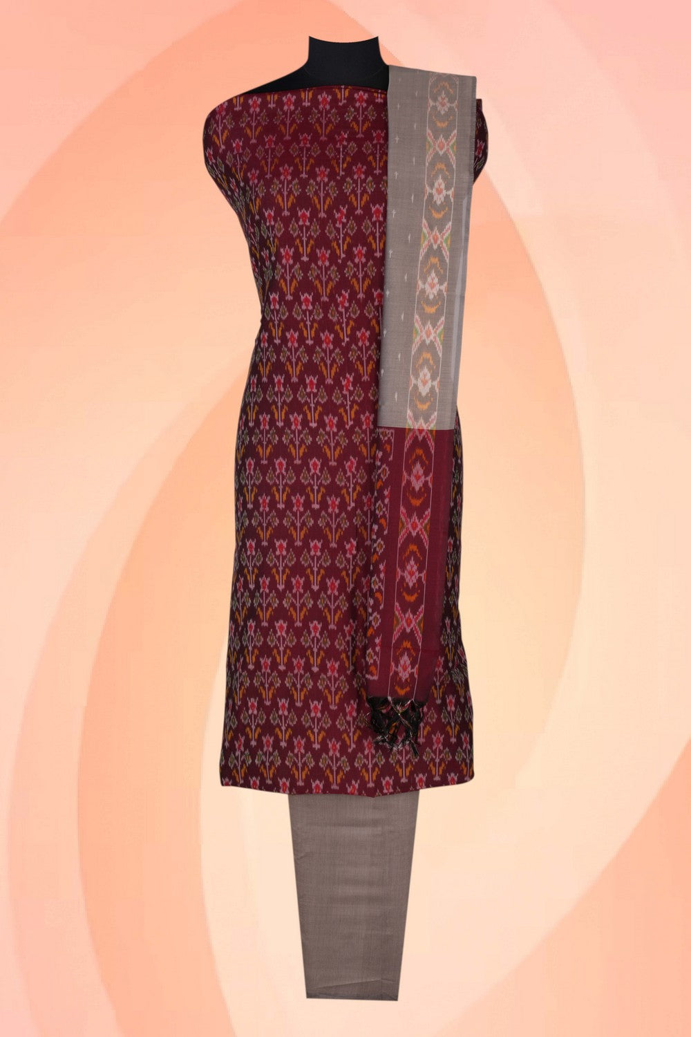 Pochampally Silk Unstitched Suit Set Fabric (3 Pcs Set)