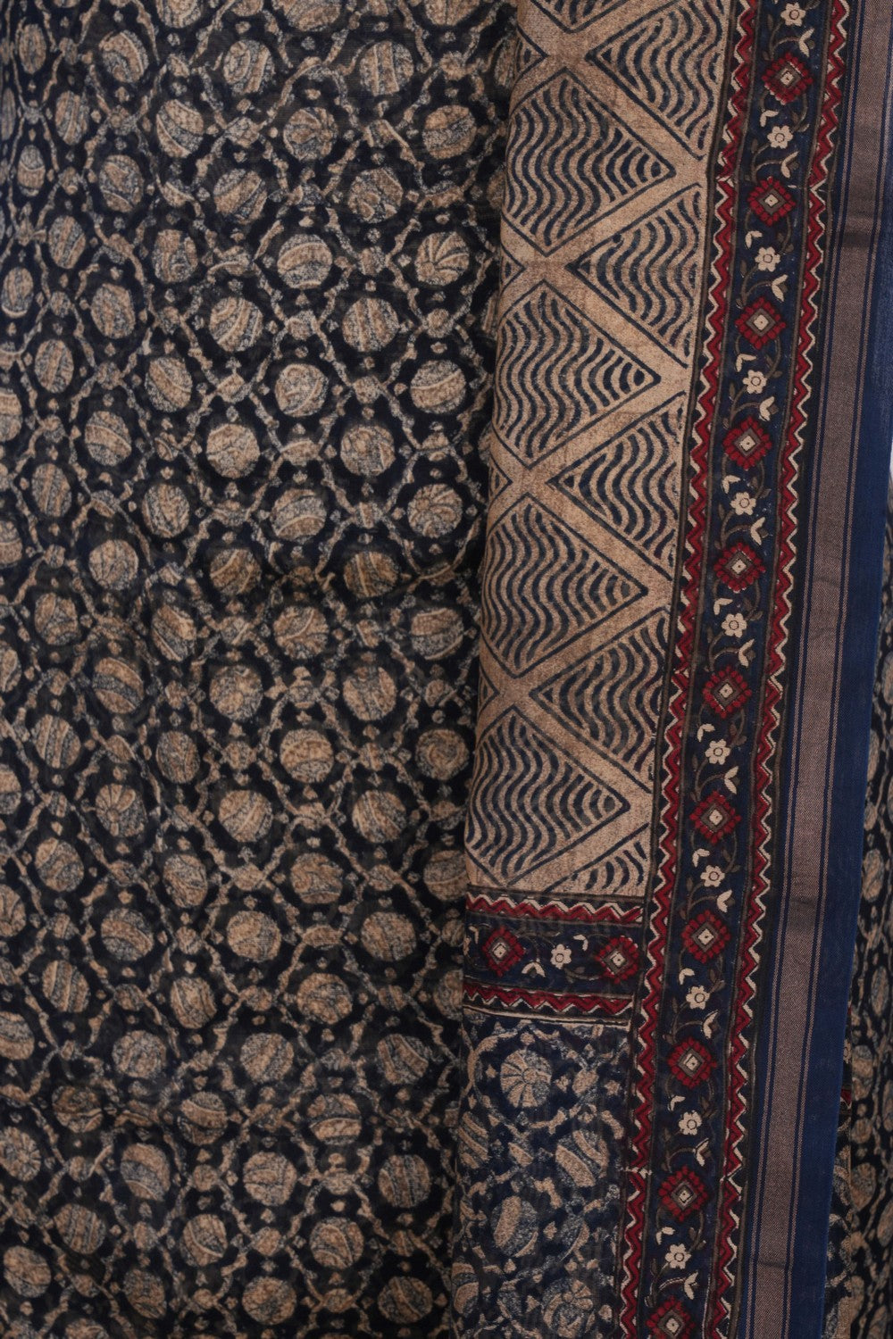 Image of Unstitched Suit Set Navy Blue Fabric (3 Pcs Set)