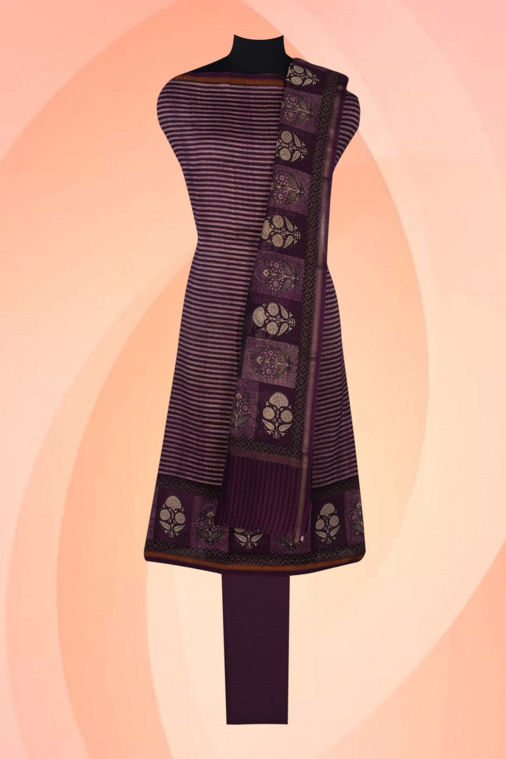 Image of Unstitched Suit Set Green Fabric (3 Pcs Set)