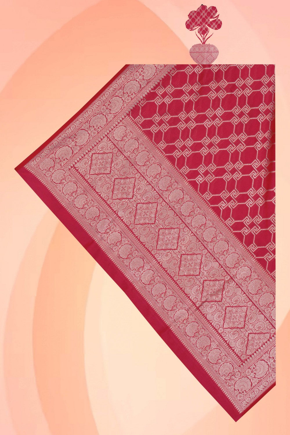 Image of Banarasi Silk Pink Dupatta