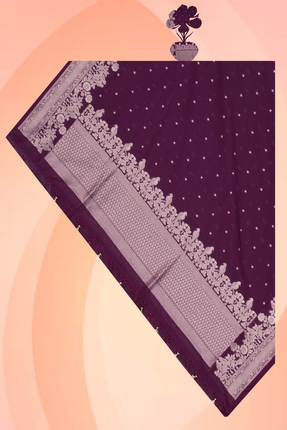 Image of Banarasi Silk Violet Dupatta