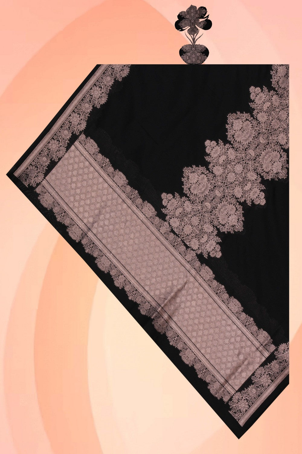Image of Banarasi Silk Black Dupatta