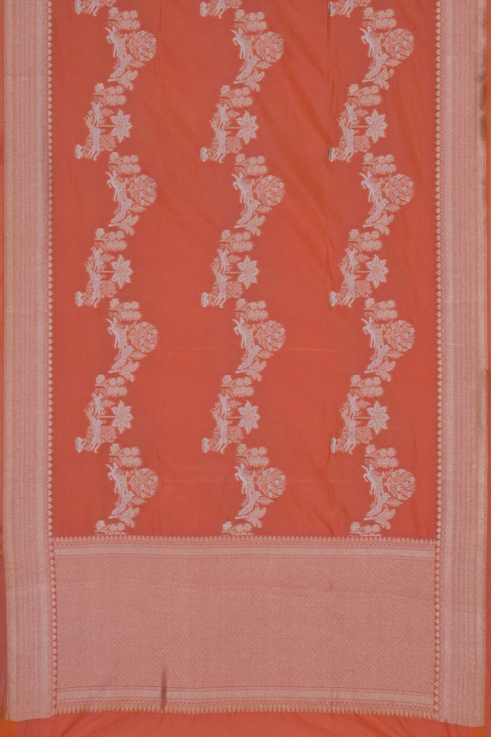 Image of Banarasi Silk Peach Dupatta