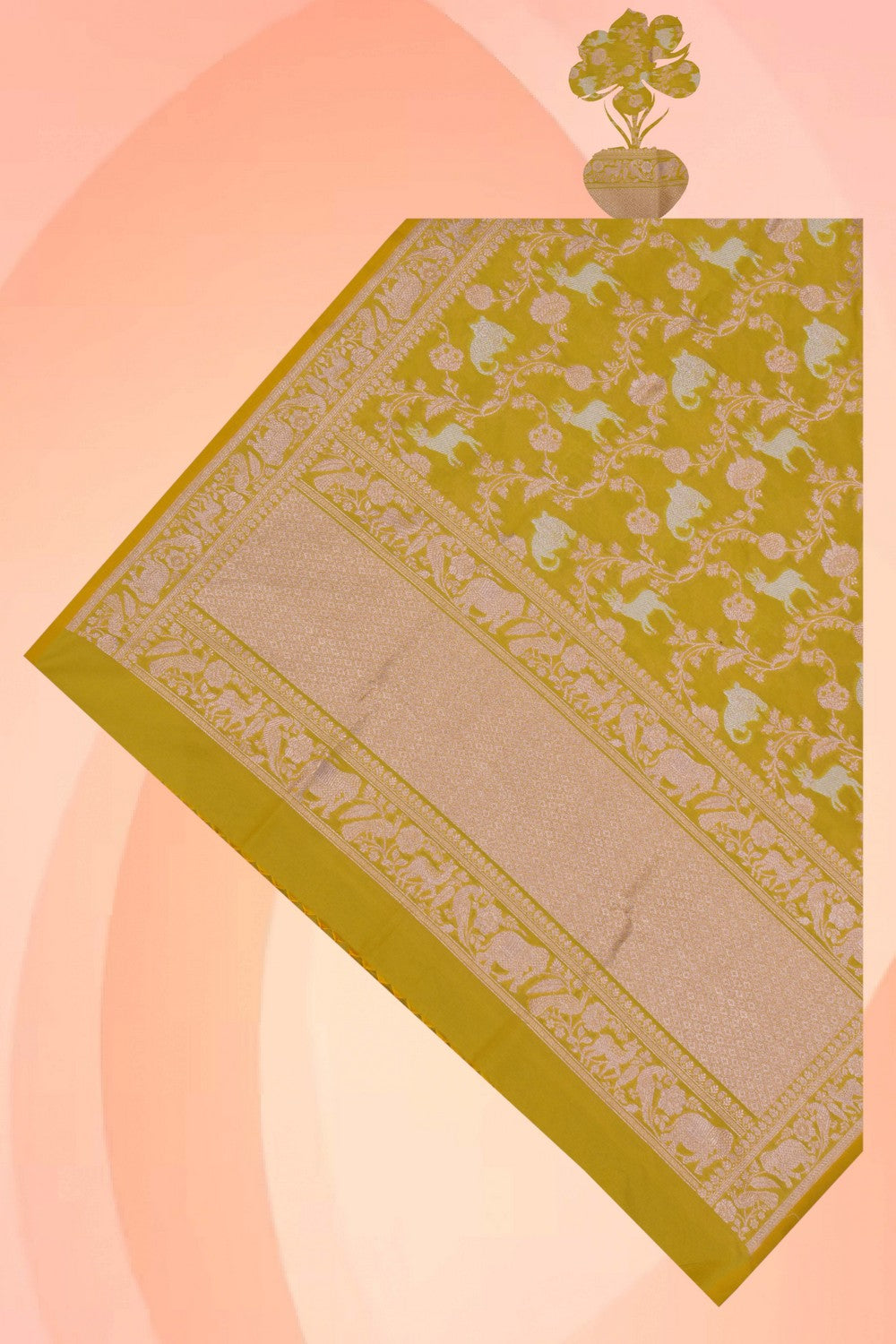 Image of Banarasi Silk Green Dupatta