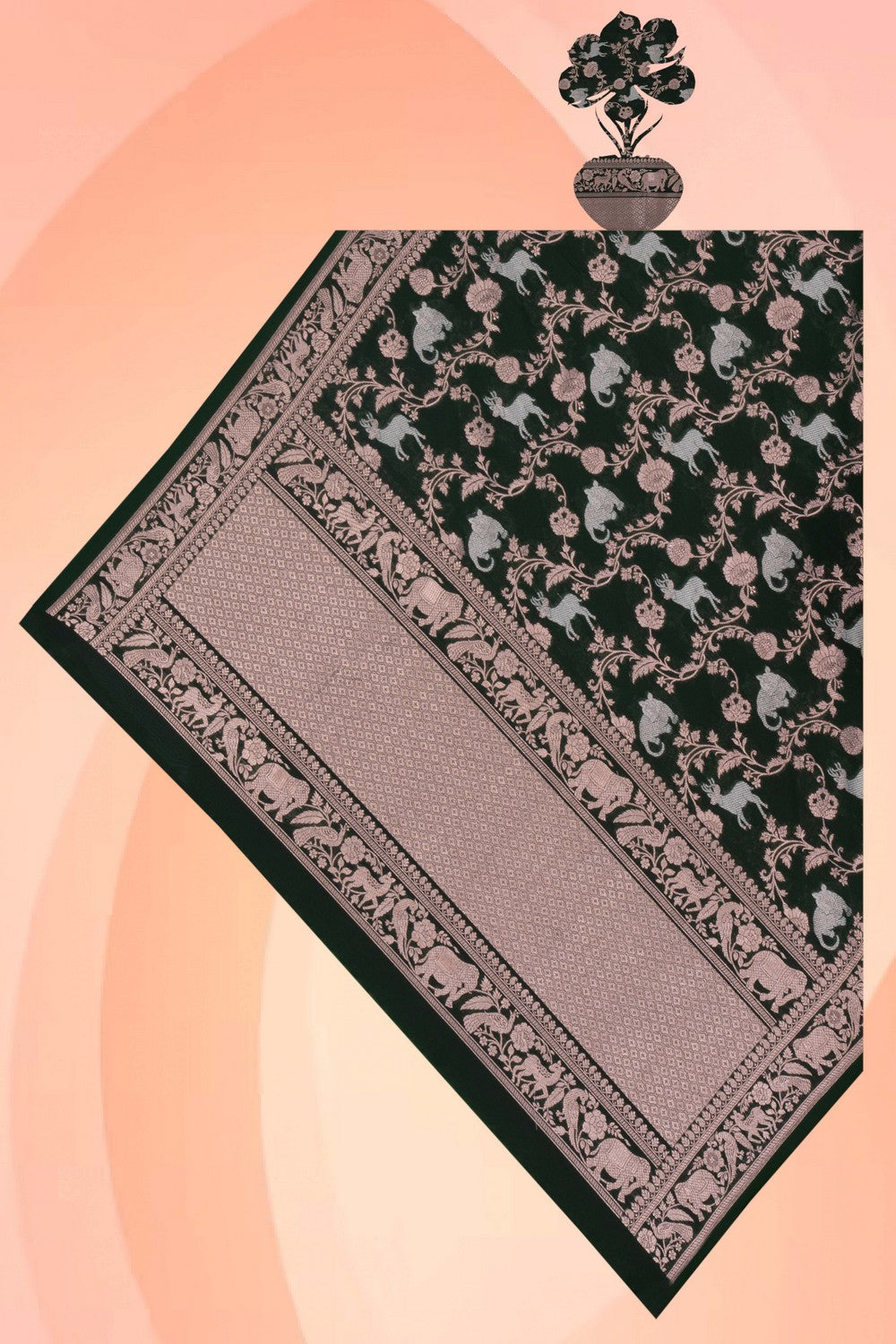 Image of Banarasi Silk Green Dupatta