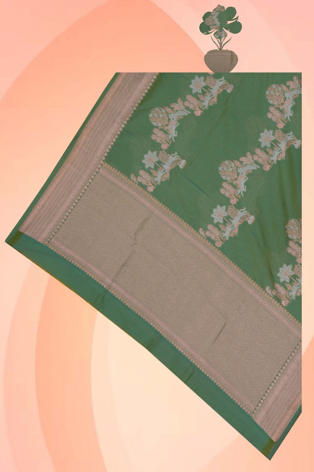 Image of Banarasi Silk Sea Green Dupatta