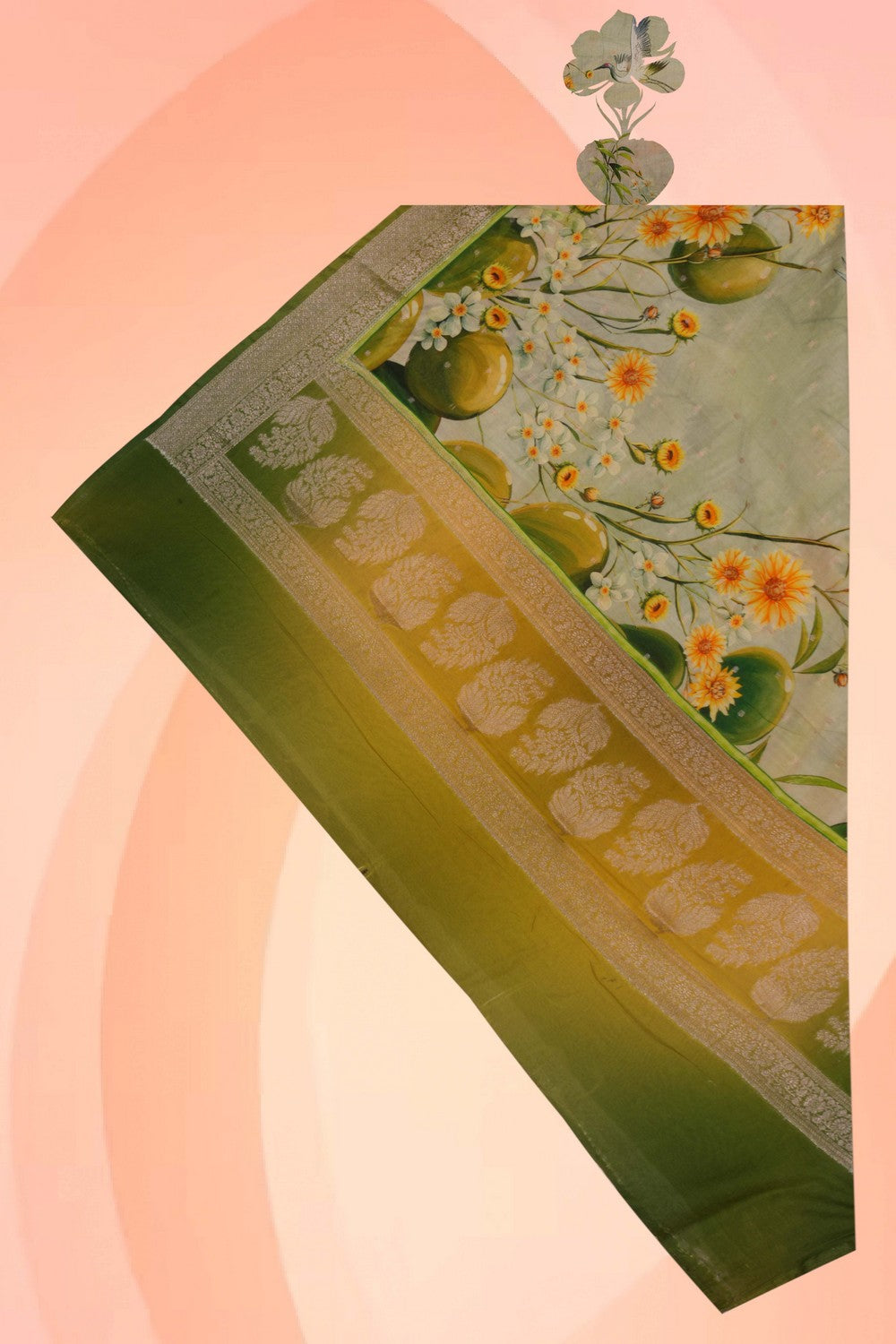 Image of Banarasi Chanderi Pastel Green Dupatta