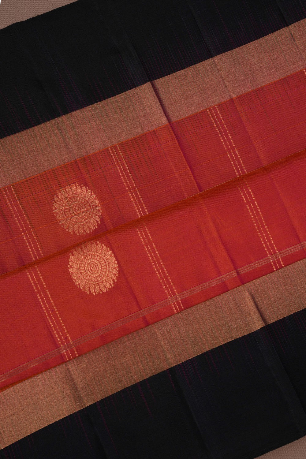 South Silk Kattam Coral Orange Saree