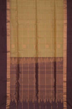 Image of South Silk Kattam Sage Green Saree