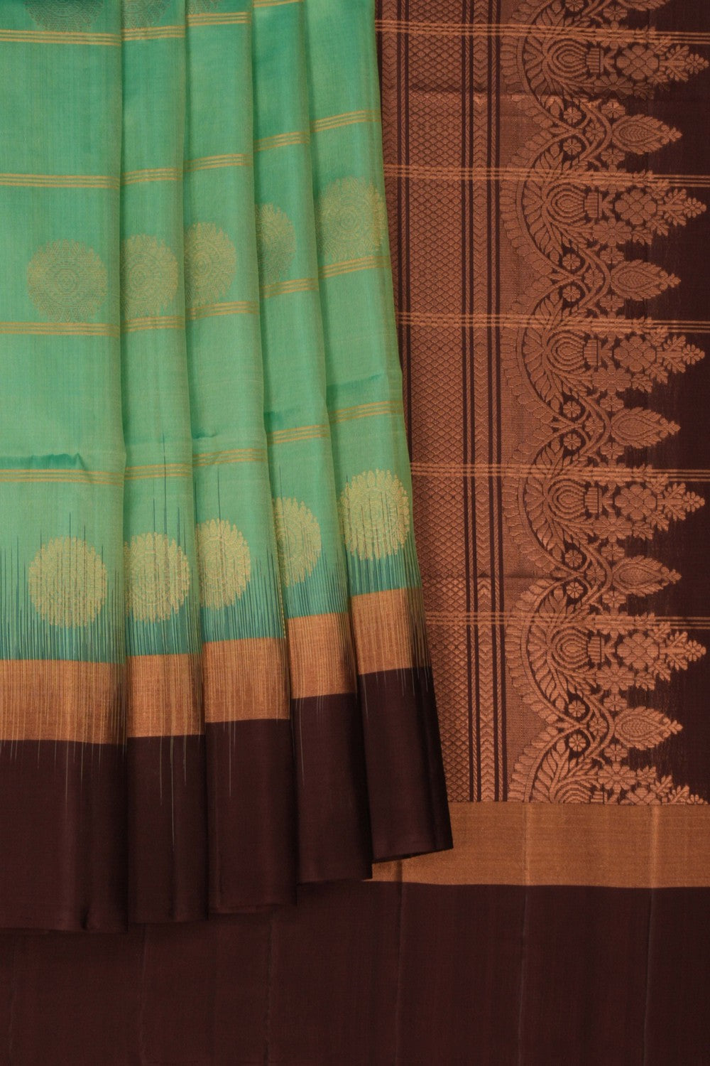 Image of South Silk Kattam Sage Green Saree