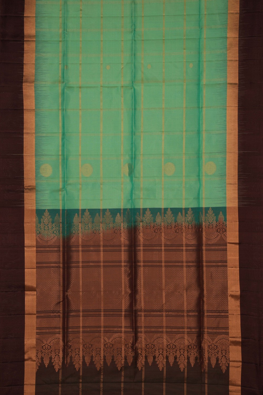 Image of South Silk Kattam Sage Green Saree