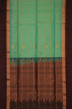 Image of South Silk Kattam Sage Green Saree