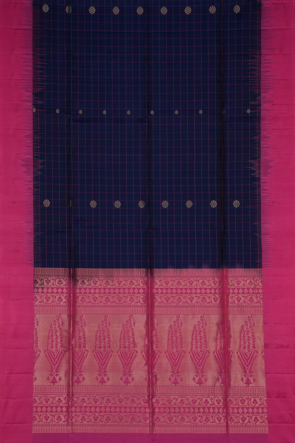 South Silk Kattam Navy Blue Saree