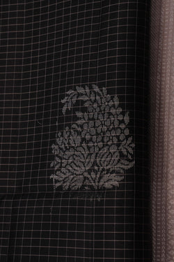 Image of South Silk Kattam Black Saree