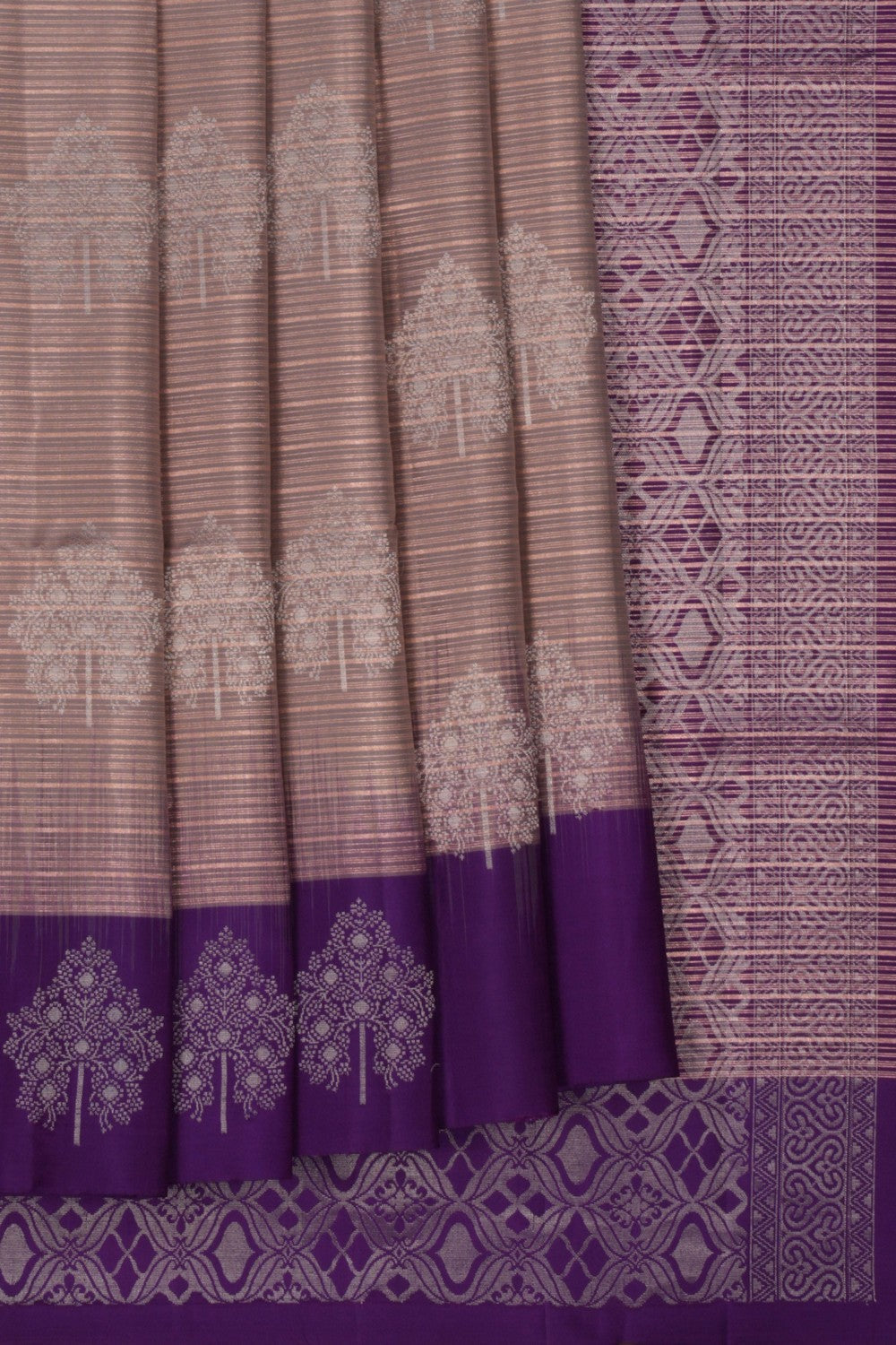 South Silk Gold Horizontal Striped Saree