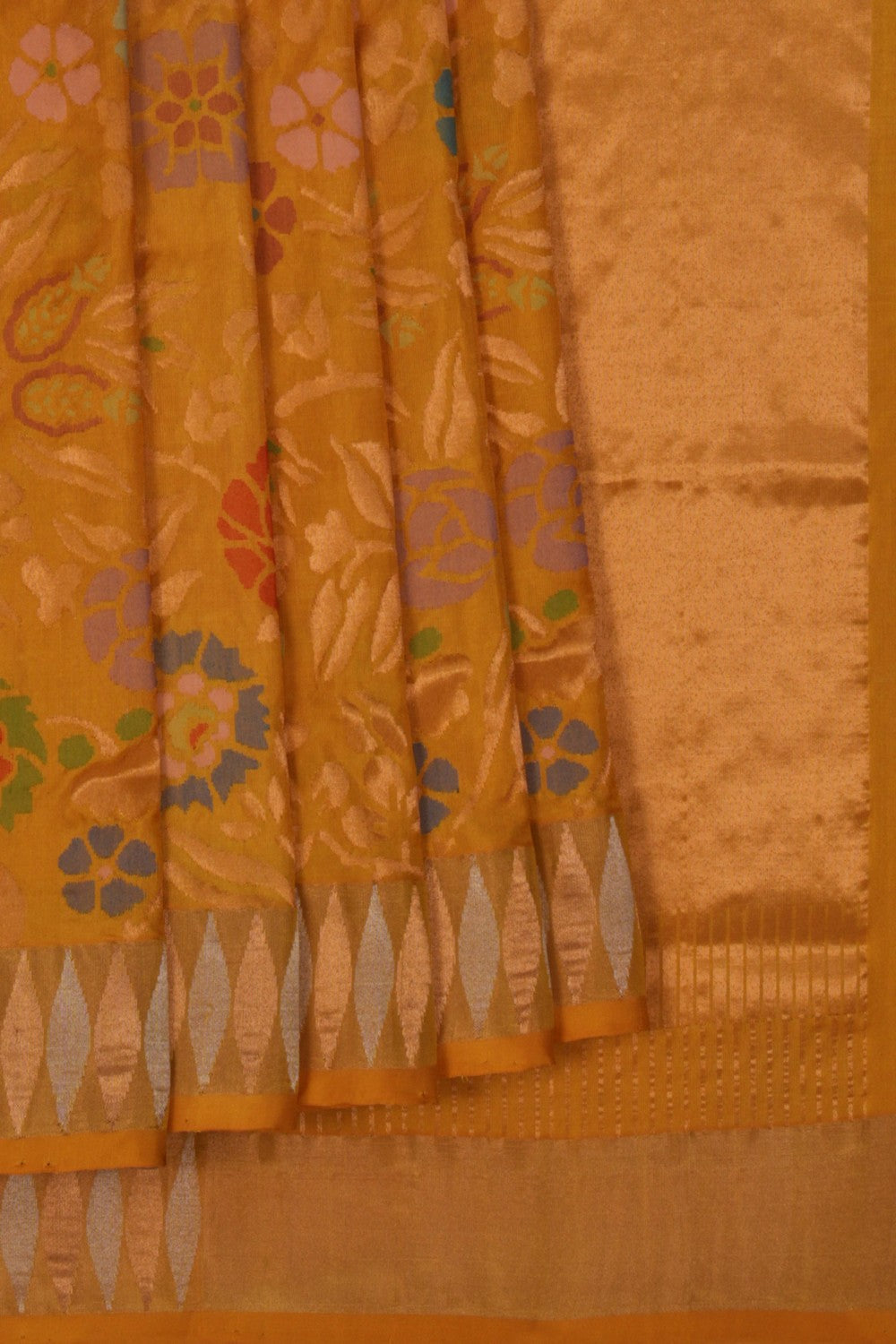 Uppada Jamdani Mustard Saree