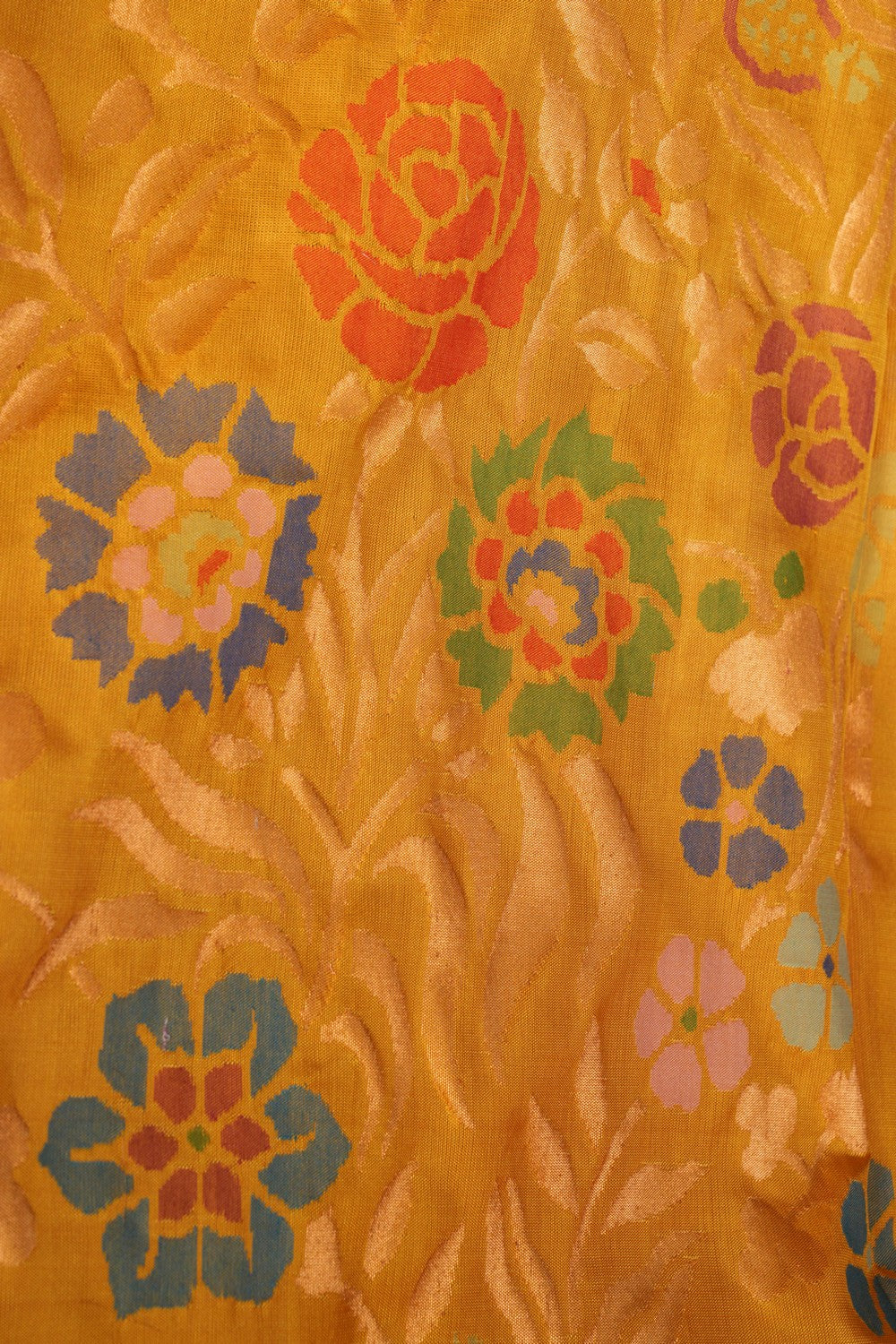 Uppada Jamdani Mustard Saree