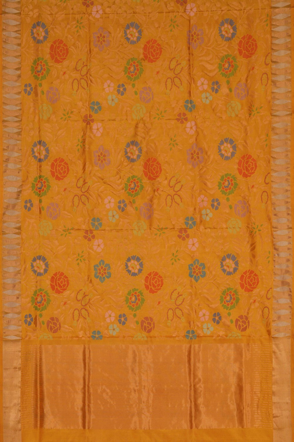 Uppada Jamdani Mustard Saree