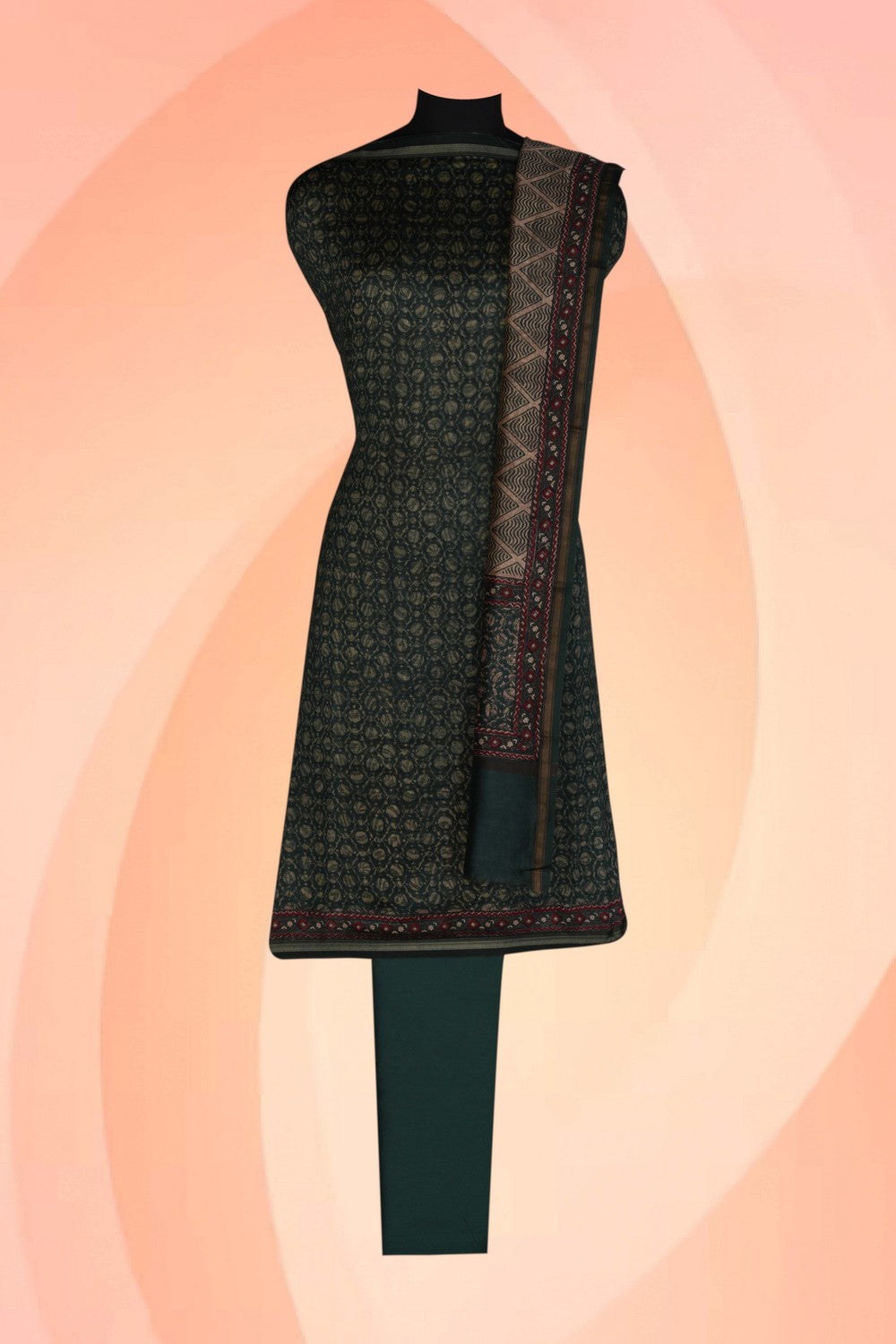 Image of Unstitched Suit Set Chanderi Fabric (3 Pcs Set)