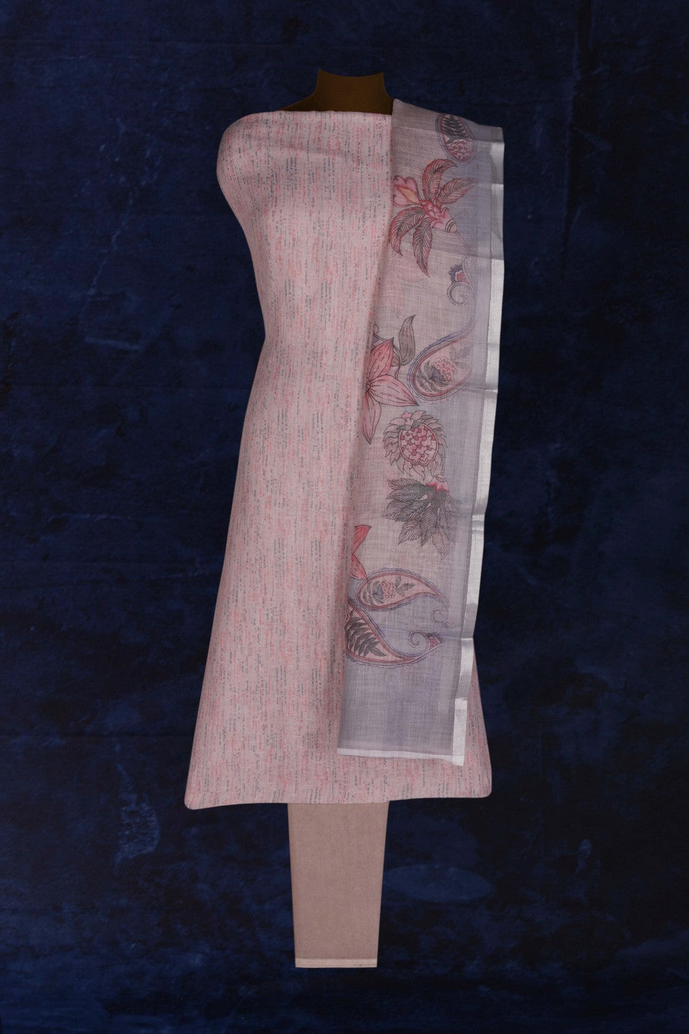 Image of Unstitched Suit Set Linen Fabric (3 Pcs Set)