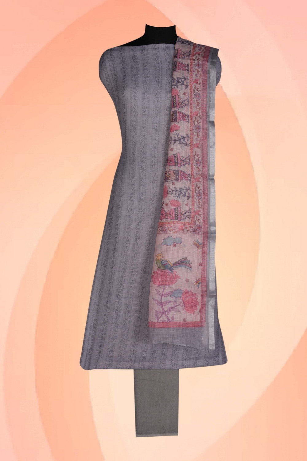 Image of Unstitched Suit Set Linen Fabric (3 Pcs Set)