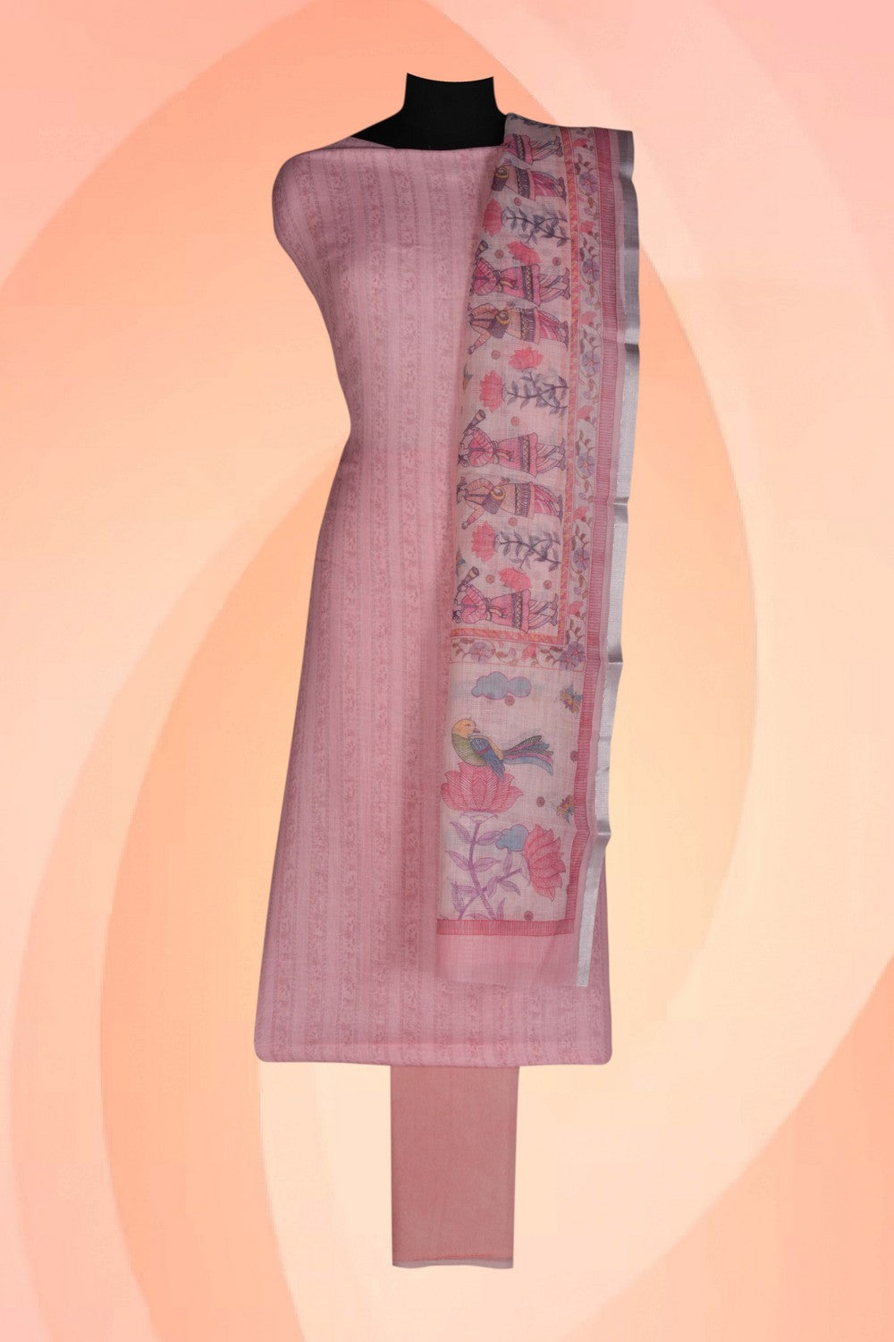 Image of Unstitched Suit Set Linen Fabric (3 Pcs Set)