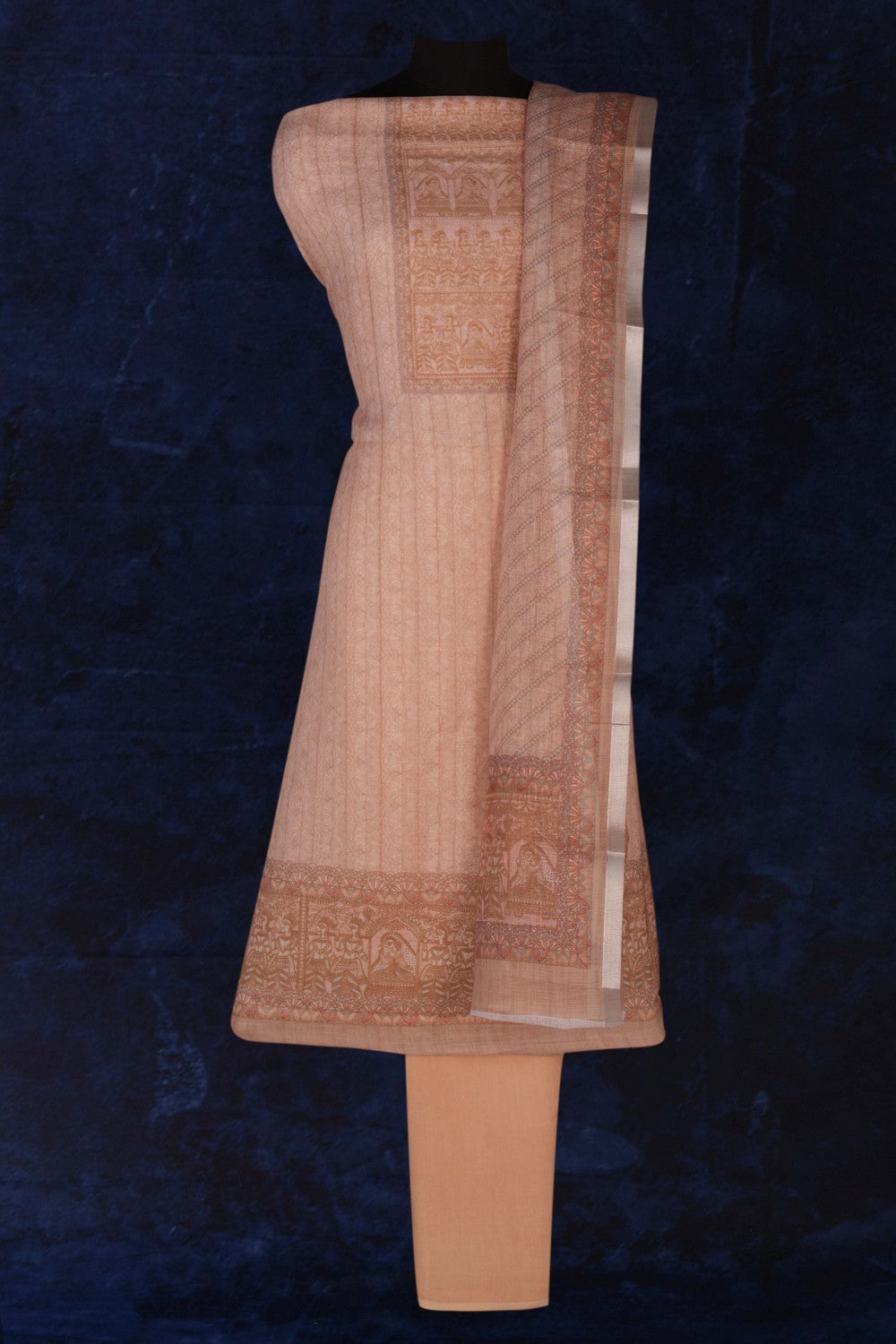 Image of Unstitched Suit Set Linen Fabric (3 Pcs Set)