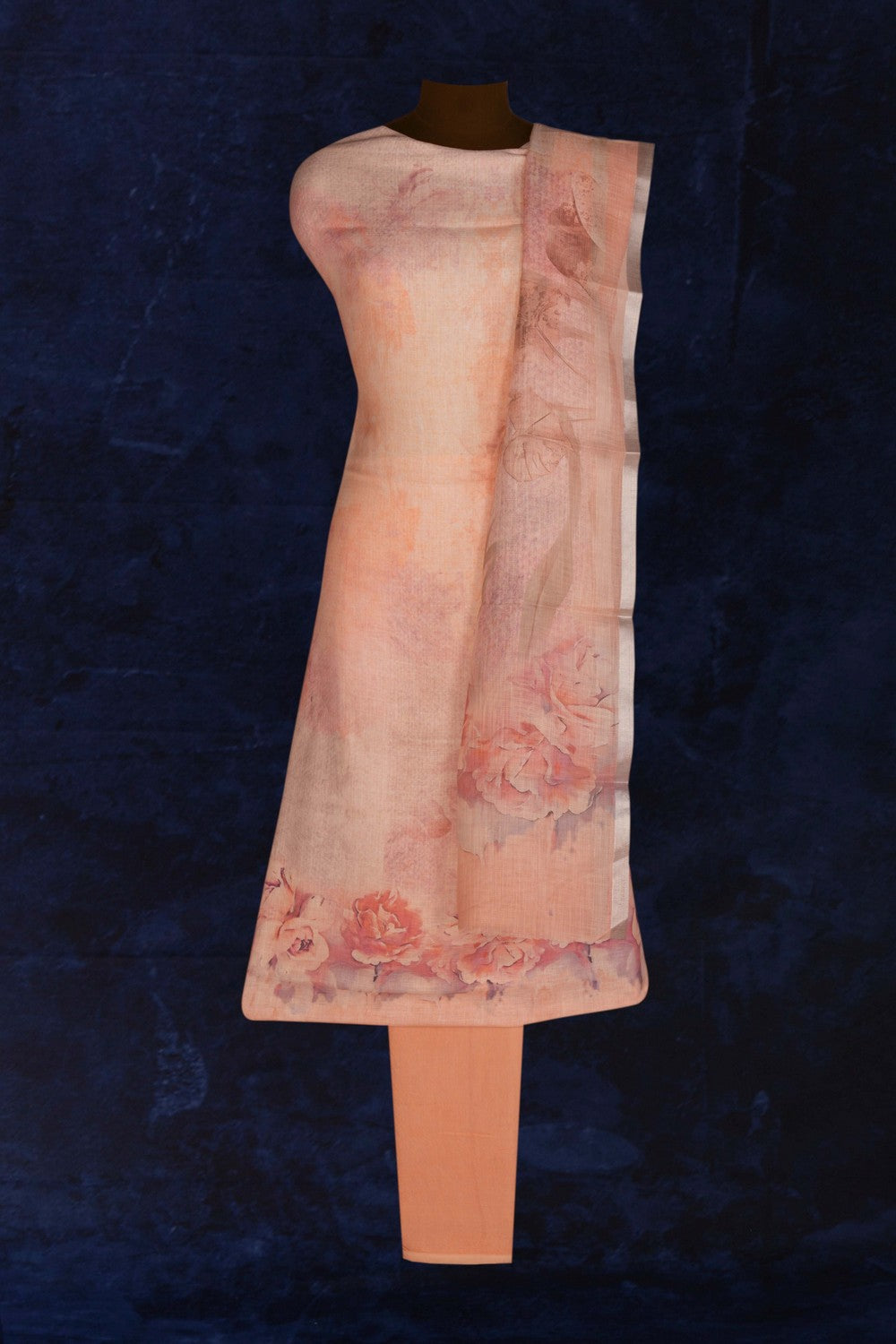 Image of Unstitched Suit Set Linen Fabric (3 Pcs Set)