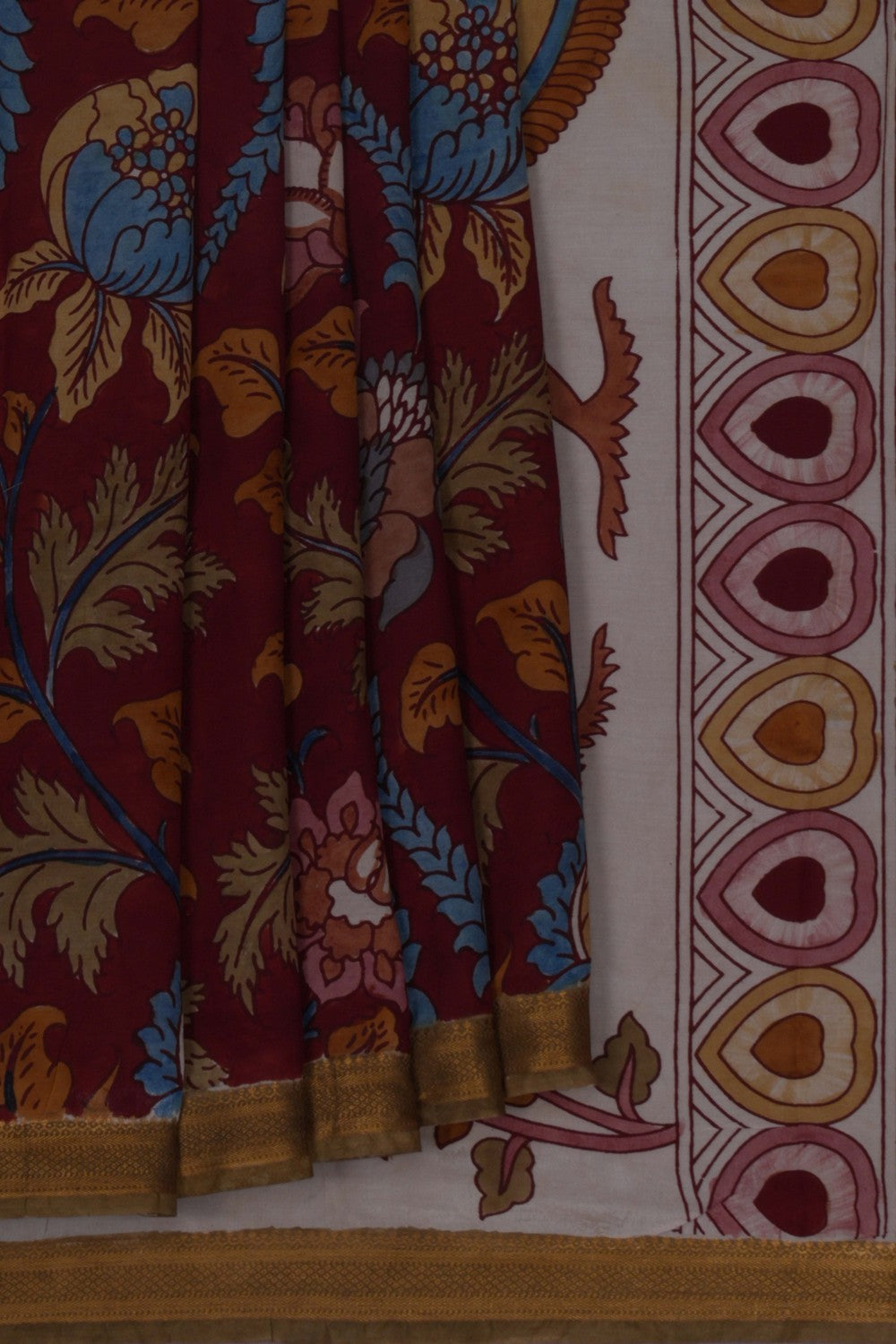 Kalamkari Maroon Saree