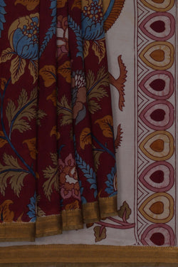 Image of Kalamkari Maroon Saree