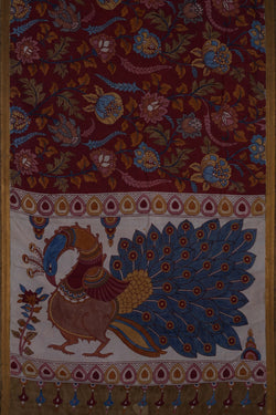 Image of Kalamkari Maroon Saree