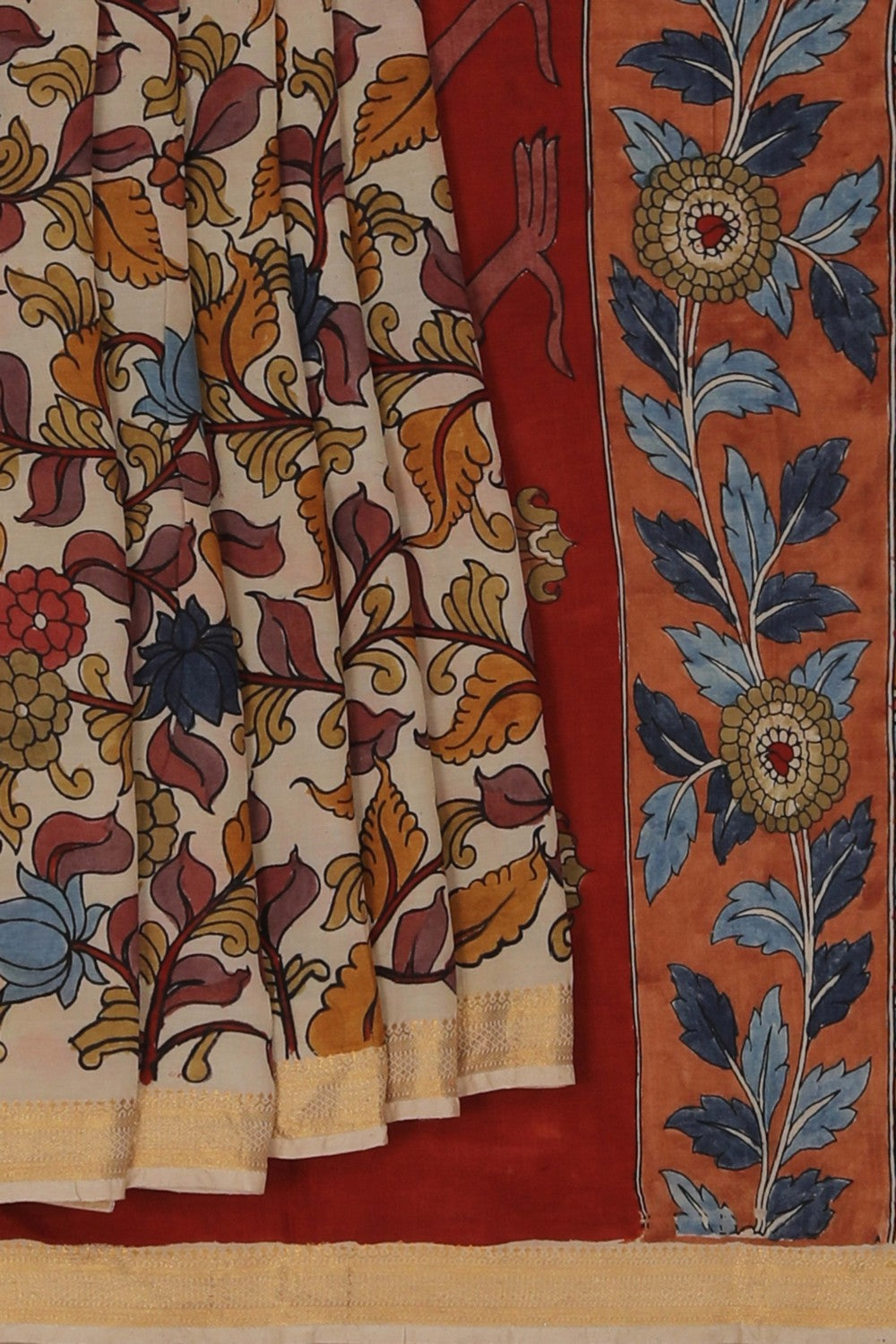 Image of Kalamkari Cream Saree