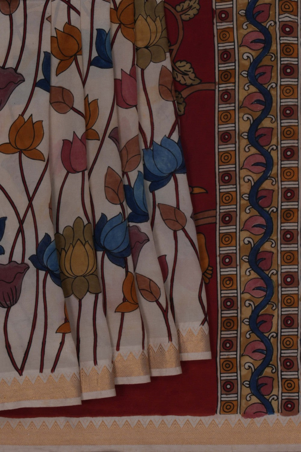 Kalamkari cream Saree