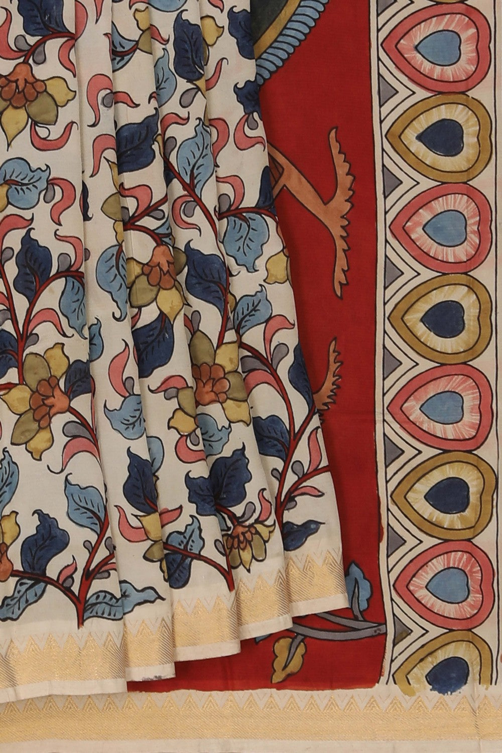 Image of Kalamkari White Saree