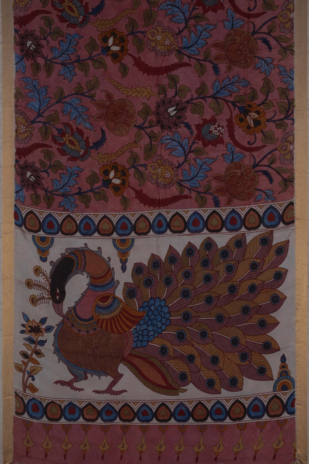 Image of Kalamkari Maroon Saree