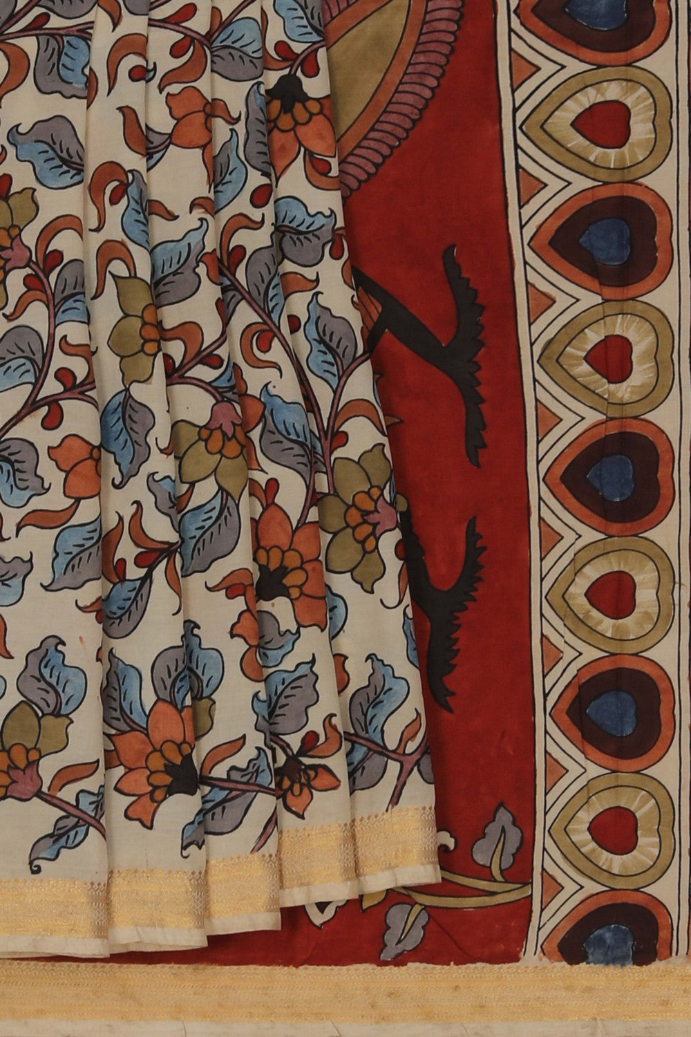 Image of Kalamkari Cream Saree
