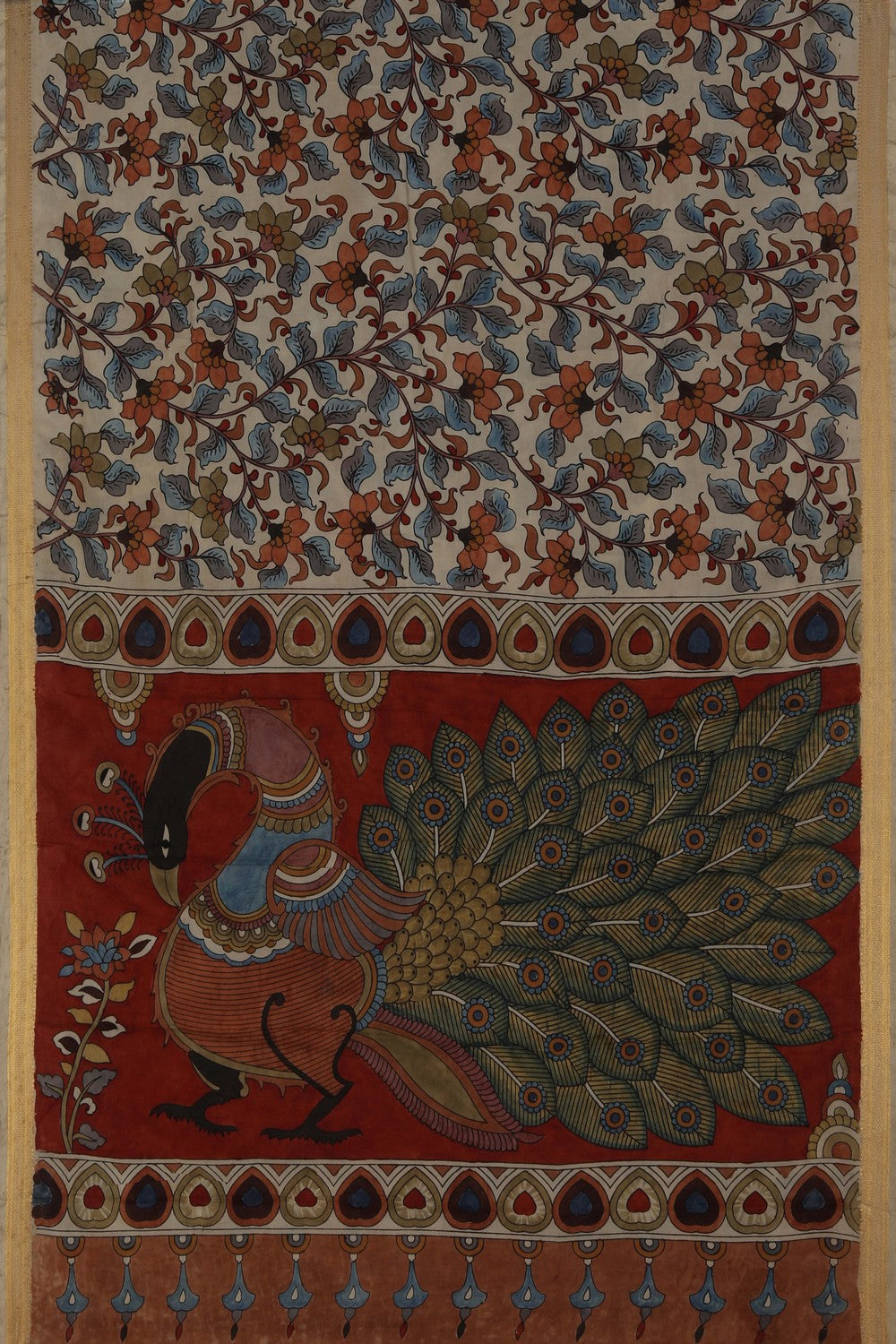 Kalamkari Cream Saree