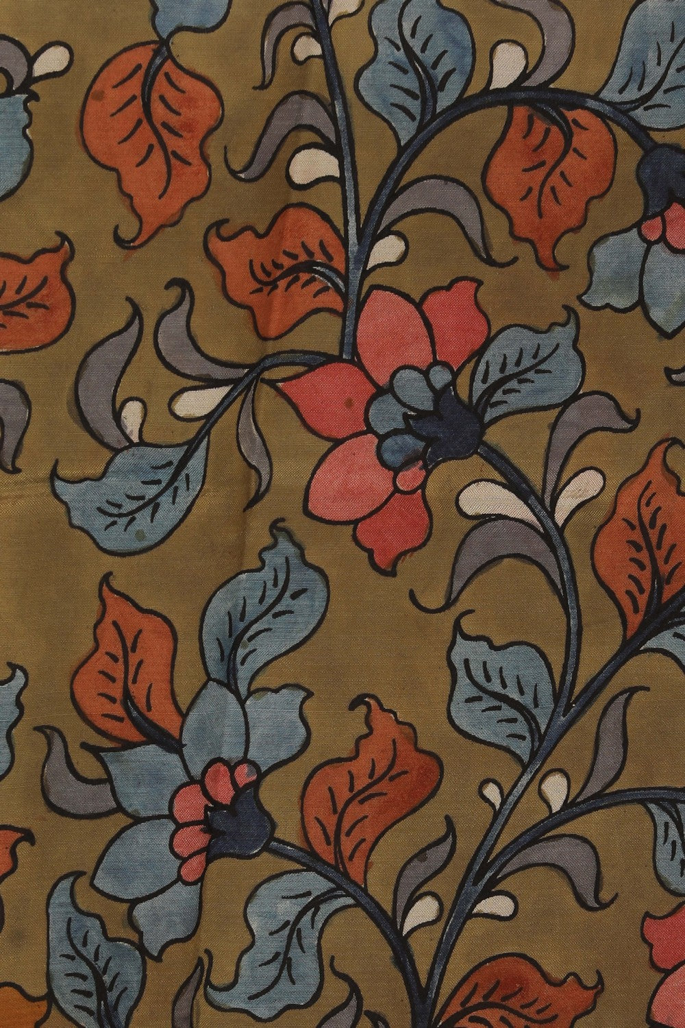 Image of Kalamkari Moss Green Saree