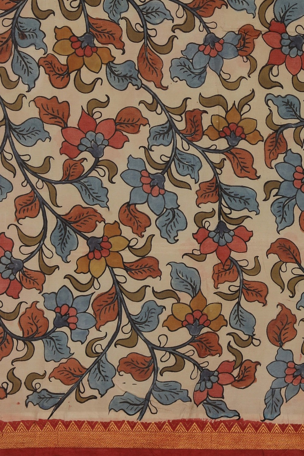 Image of Kalamkari Moss Green Saree